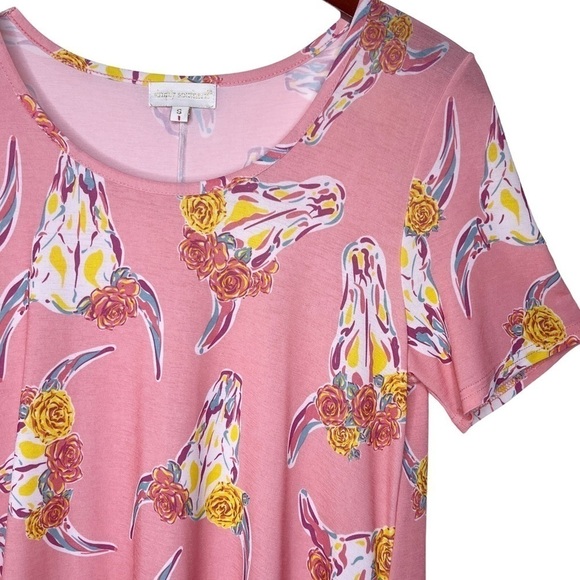 Simply SOUTHERN Floral Tassel Dress Size Small in Boho Bull Cow Pink Print - Picture 5 of 14